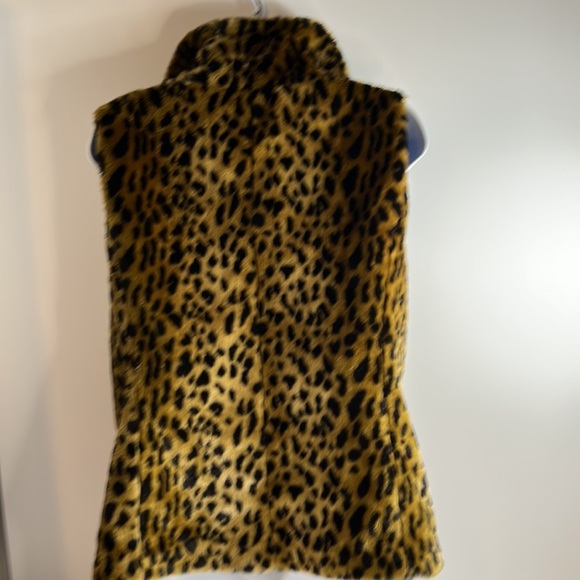 Women’s Calvin Klein faux animal print fur vest front zipper SZ M - Picture 5 of 9